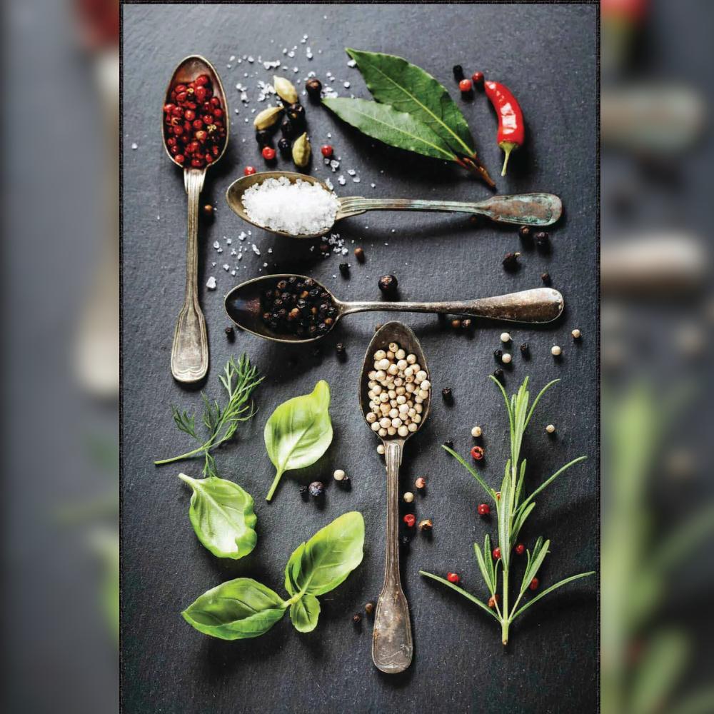 Spice Patterned Kitchen Rug | Non-Slip Base Rug | Stylish Design Carpet