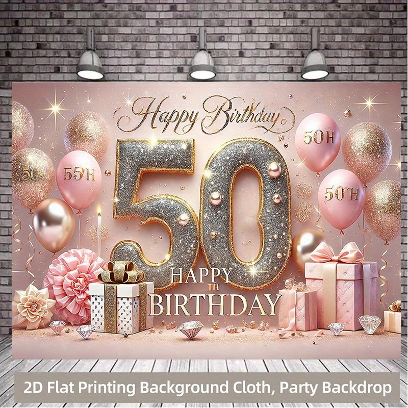 1 piece of 2D background fabric, a vibrant polyester background fabric for celebrating a 50th birthday with joy