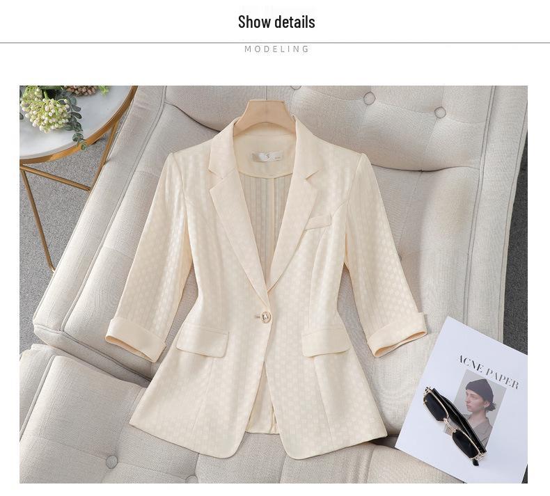 New Women's Elegant Casual Black Mid-Sleeve Suit Jacket