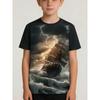 Fashion Children's Clothing Crew Neck Short Sleeve 3D Casual Color Printing Casual Short Sleeve Crew Neck T-Shirt