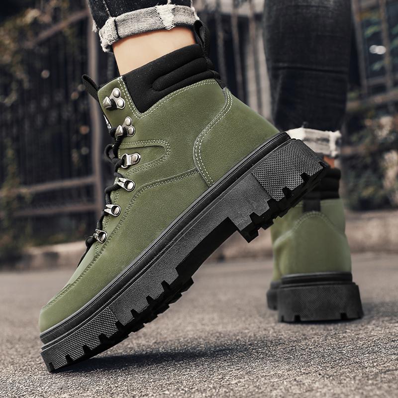 Nowe Męskie Klasyczne Jesienno-Zimowe Modne Wysokie Buty na Grubej Podeszwie do Skateboardingu Wygodne Miękkie Podeszwy Koszykarskie Sneakersy