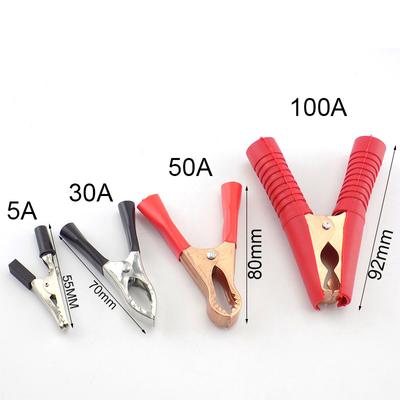 5A/30A/50A Elektrik Timsah Klipler Araba Kelepçeleri Test Probu Timsah Klip Konektörü Elektrik DIY Araçları