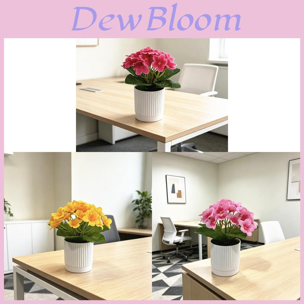 Purple Violet Artificial Plant With Plastic Base For Home Decor And Photography Props