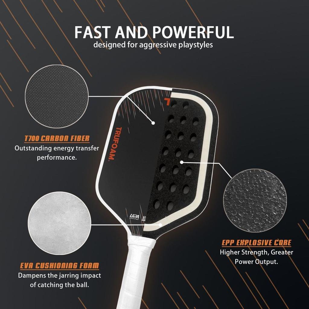 CRBN Co-brand Gen5 Hot Press Toray T700 Carbon Fiber Pickleball Paddle TruFoam Foam Core Professional Tournament Racket