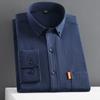 Men's Solid Color Oxford Cotton Yellow Button-Down Long Sleeve Shirt for Spring/Autumn Layering
