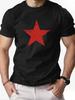 Herren Sommer 100% reine Baumwolle modisches lässiges lockeres rotes Sternmuster bedruckter Kragen kurzärmeliges T-Shirt Top