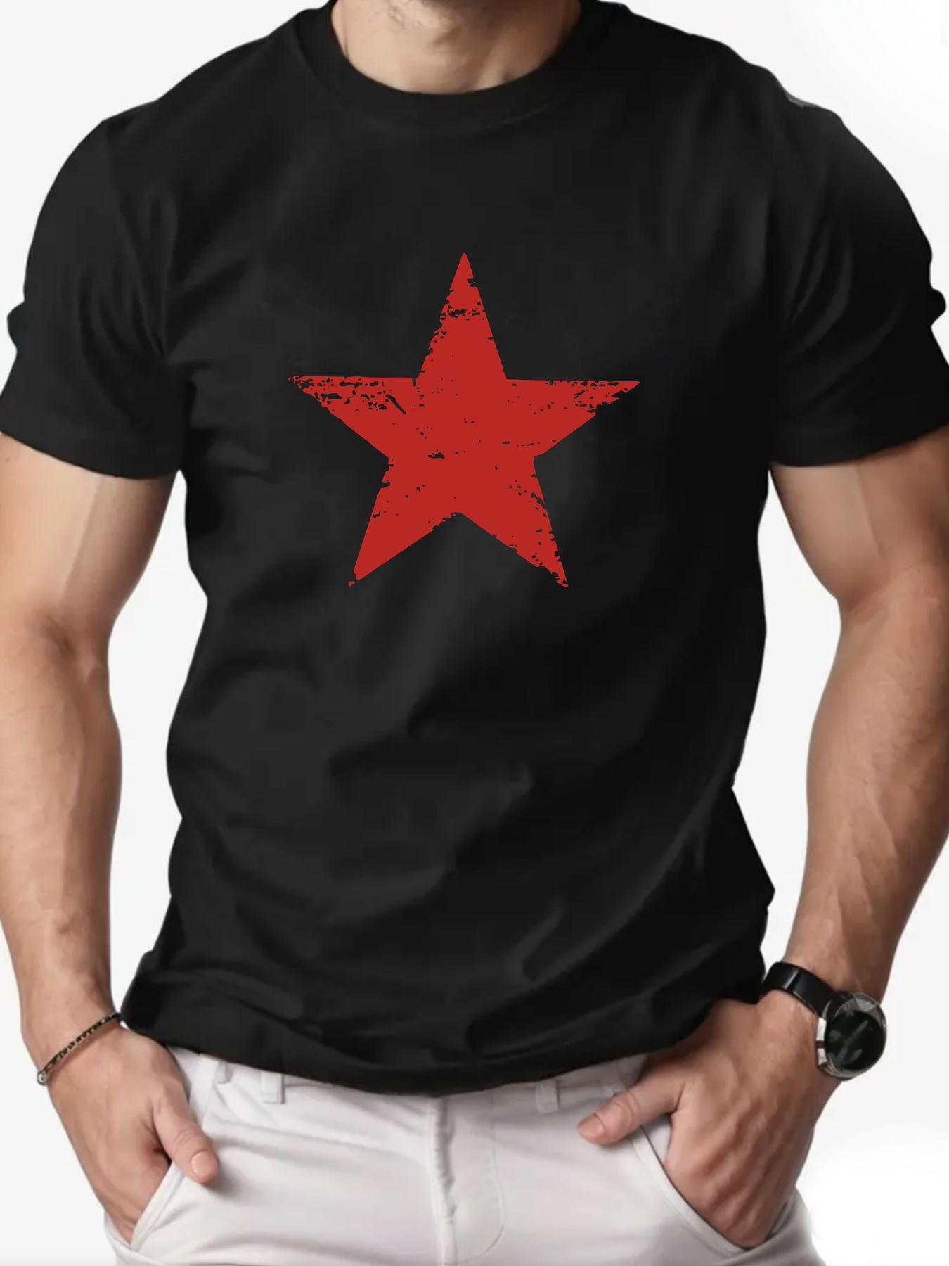 

Men s summer 100% pure cotton fashionable casual loose red star pattern printed collar short sleeved T-shirt top 5XL різнокольоровий