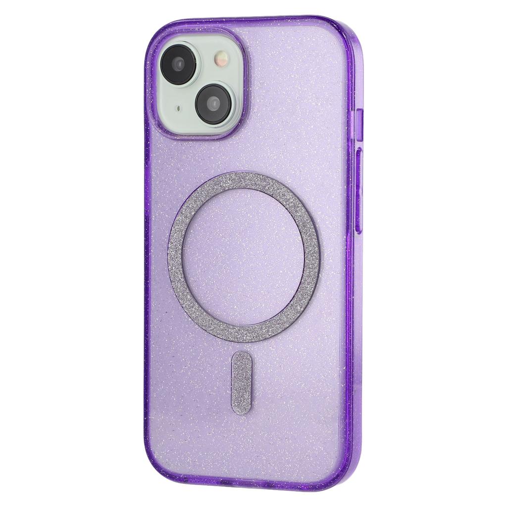 For iPhone 15 Case Compatible with MagSafe 2.0mm PC+TPU Glitter Phone Cover