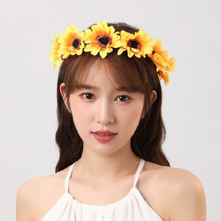 LED Sunflower Headband with Lighted Flower Wreath Floral Headpiece for Weddings Parties and Festival Occasion