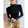 Autumn and winter black temperament semi-turtleneck knitted sweater women's new long-sleeved bottom sweater top