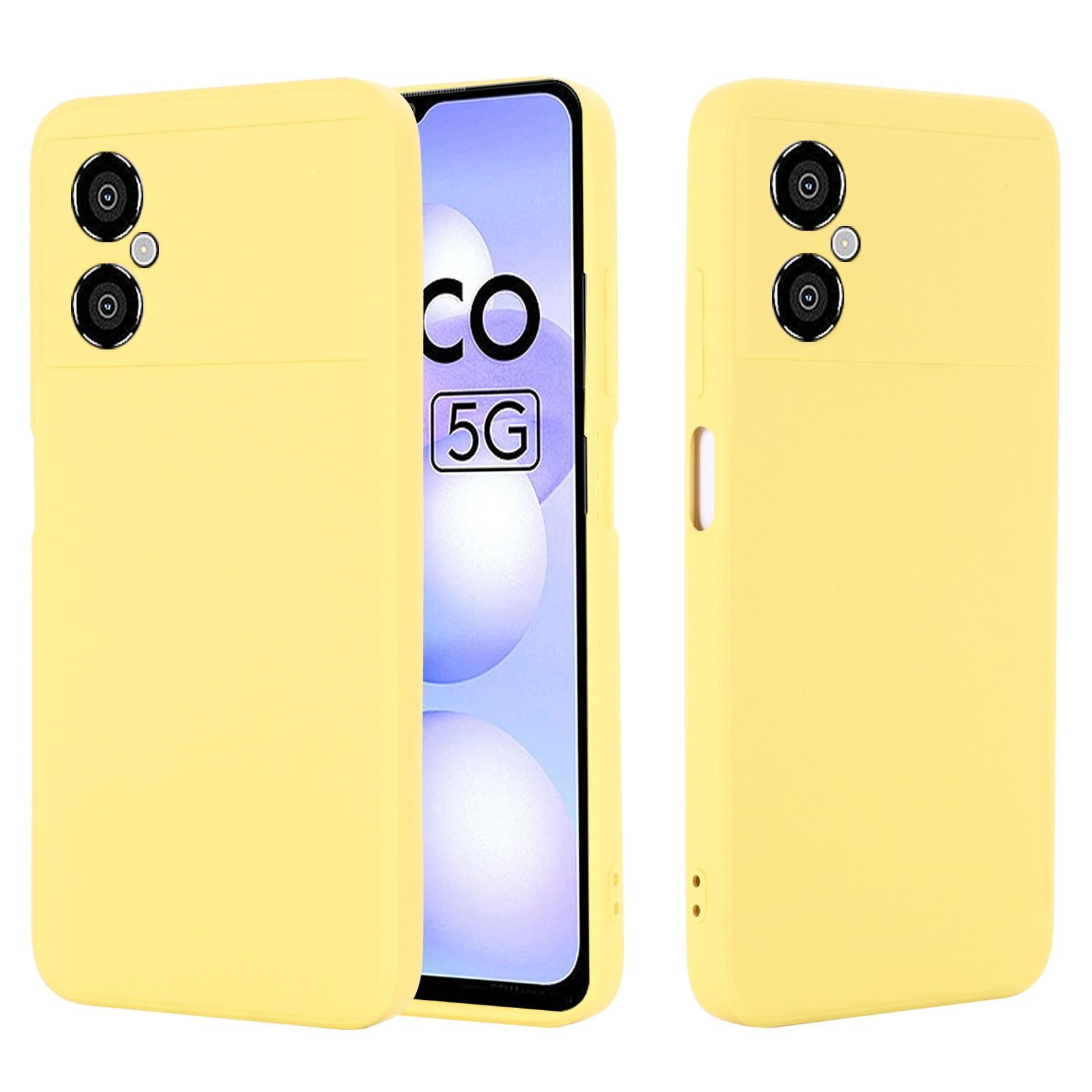

For Xiaomi Poco M4 5G Precise Cutouts Phone Case Anti-drop Slim Soft Liquid Silicone Cellphone Cover with Strap Black