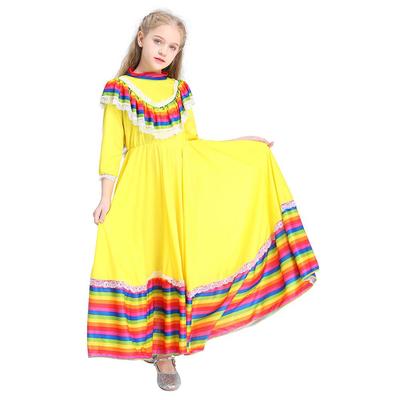 Traditionelles Mexikanisches Mädchen-Maxikleid - Ethnische Tanzkostüm & Party-Outfit
