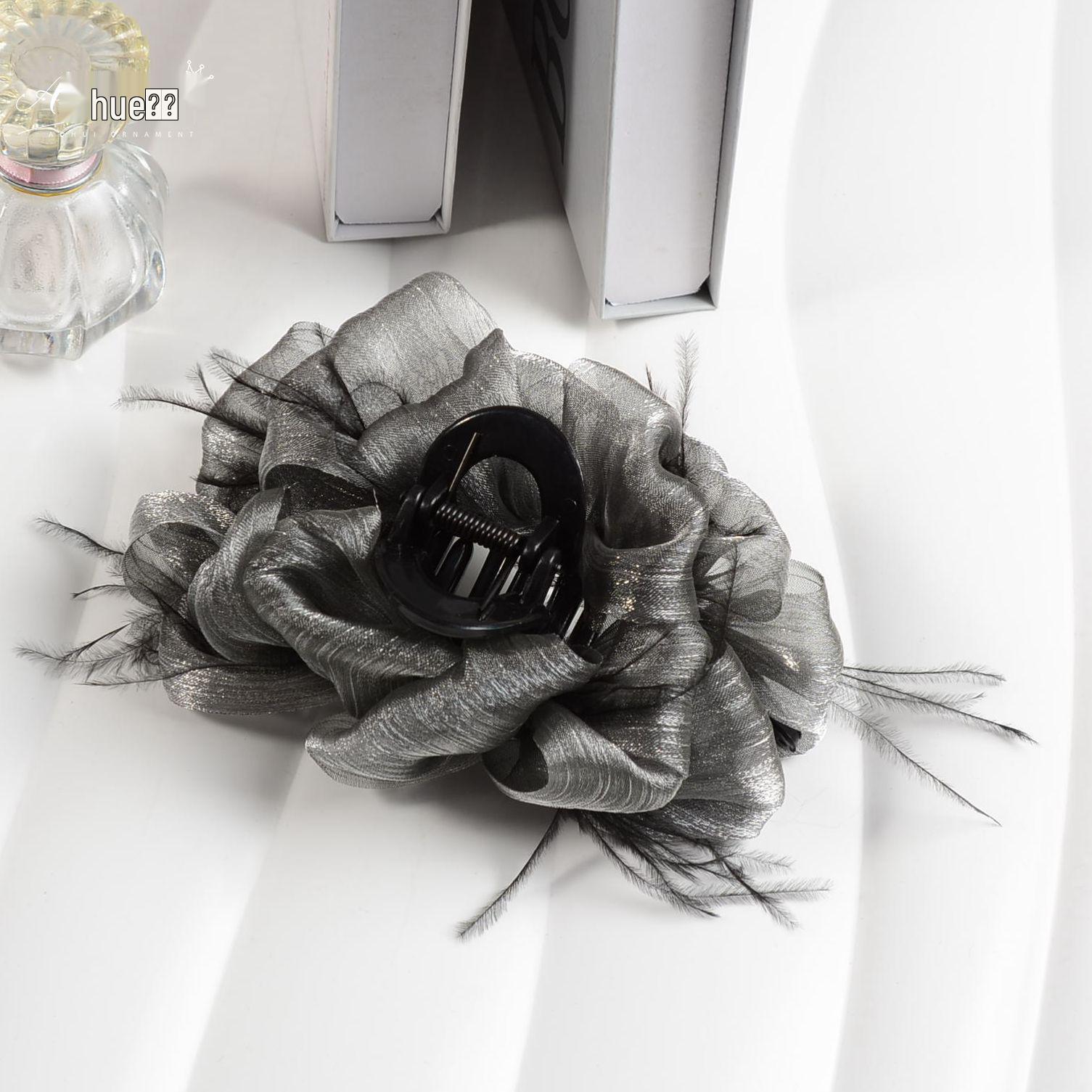 

Корейская клипса-краб из жатой ткани и сетки-облака, заколка-перо, увеличитель объема волос