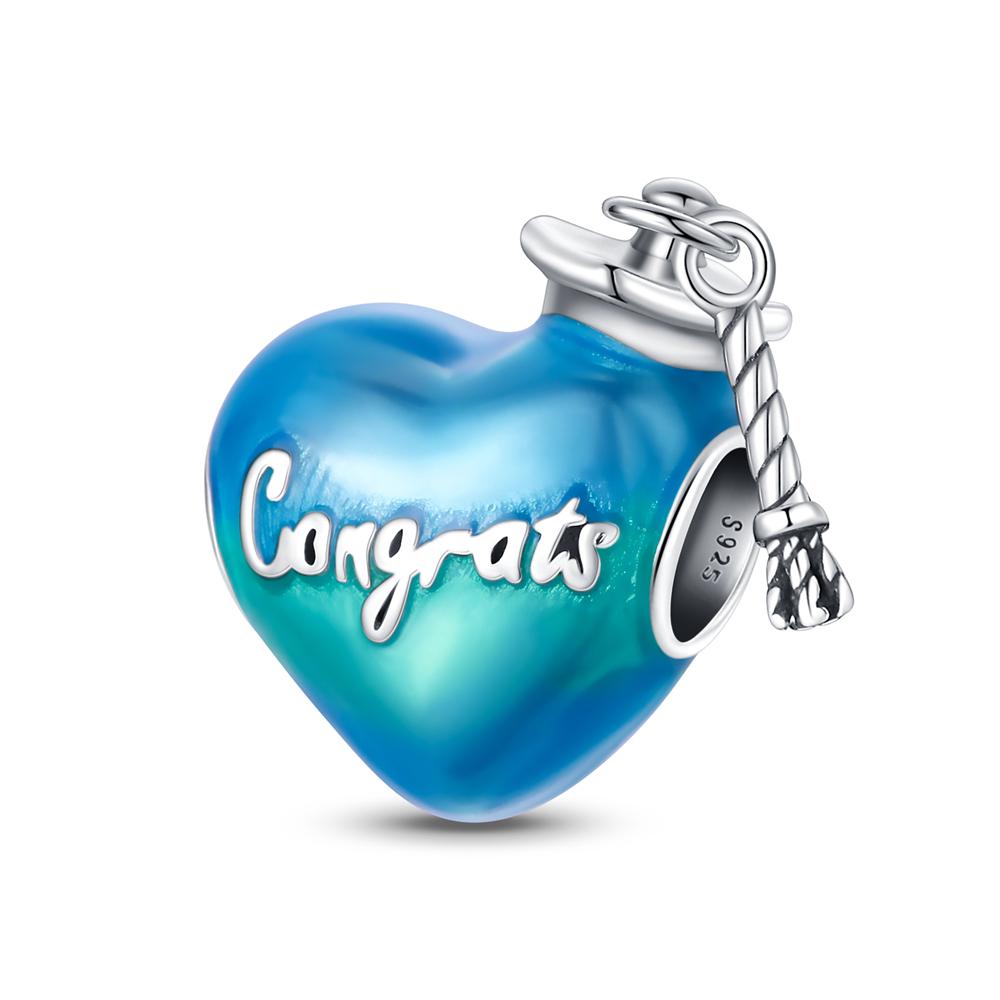 Gradient color heart Charm Bead Components Copper Metal Authentic Original Bead Components Compatible With Authentic Original Charm Bead Components