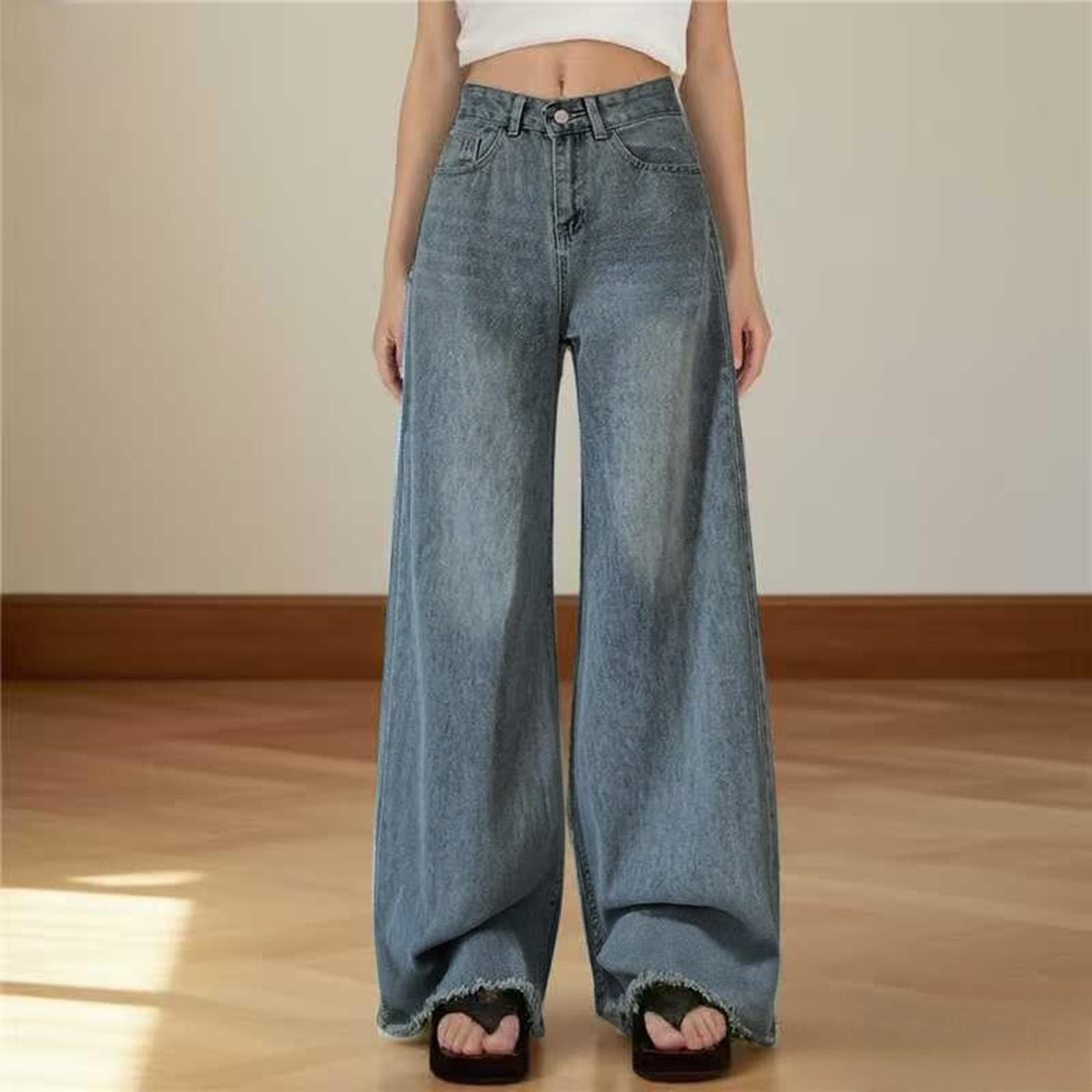 

Женские джинсы широкого кроя, Джинсы с высокой посадкой свободного кроя, Джинсы-бойфренды, Эластичная талия, Стрейчевые джинсы, Джинсы широкого кроя L