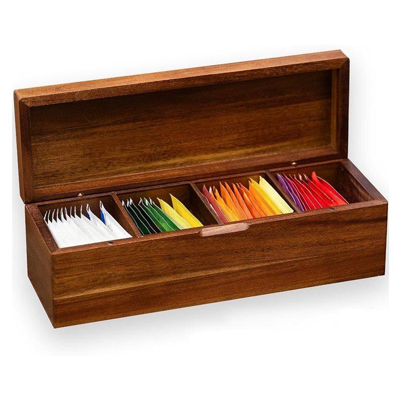 ABBP-Elegant Wooden Tea Bag Organizer With Lid, Versatile Storage Box For Tea And Sugar Packets