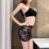 Women See Through Sexy Nightclub Mini Long Wrap Hips Skirt Female Hollow Lace Black Pleated Skirts for Women Summer