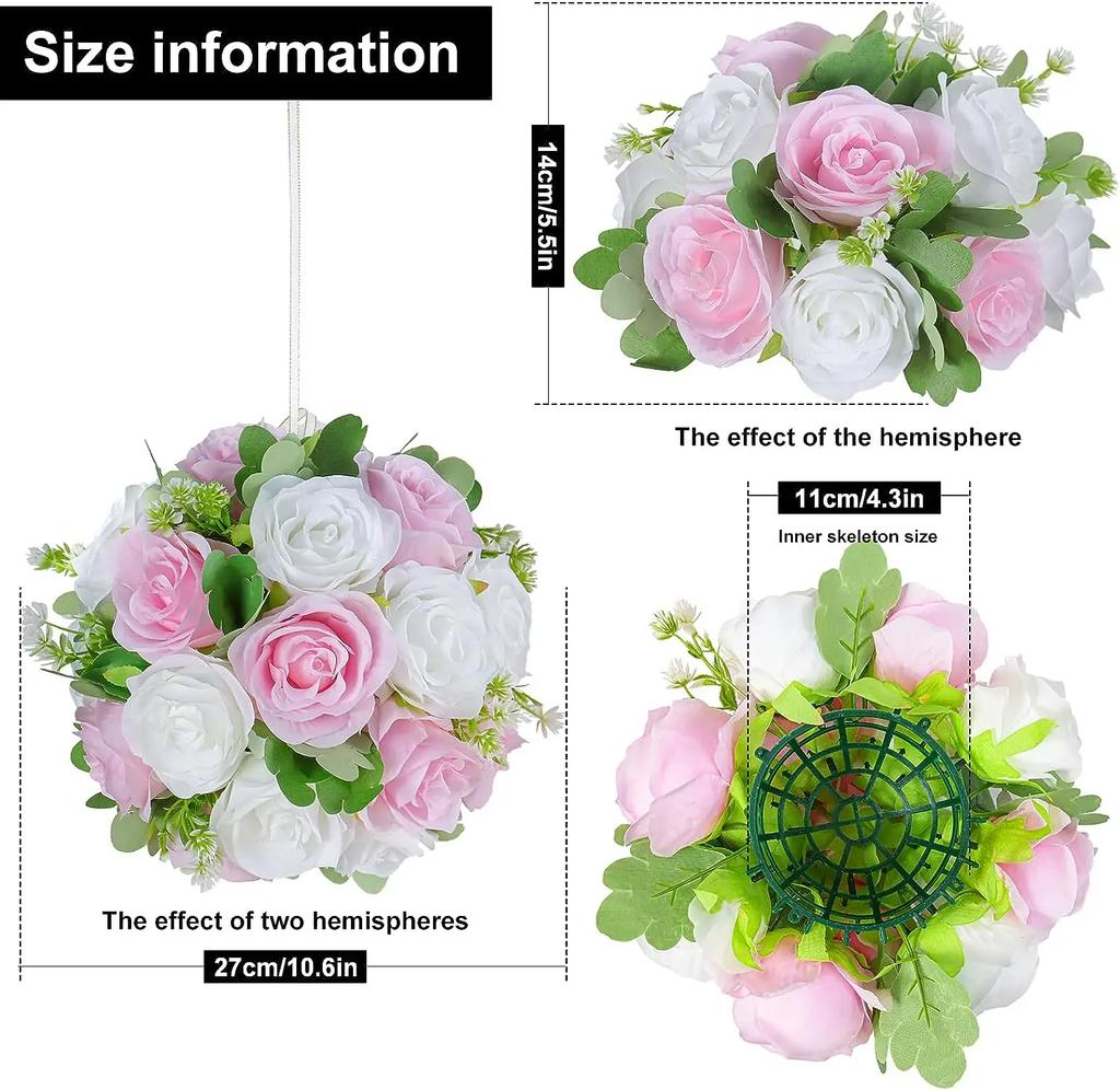 6Pcs Artificial Flowers Centerpiece Table Decorations Rose Ball for Weddding Floral Arrangements Bouquet for Party Home Decor