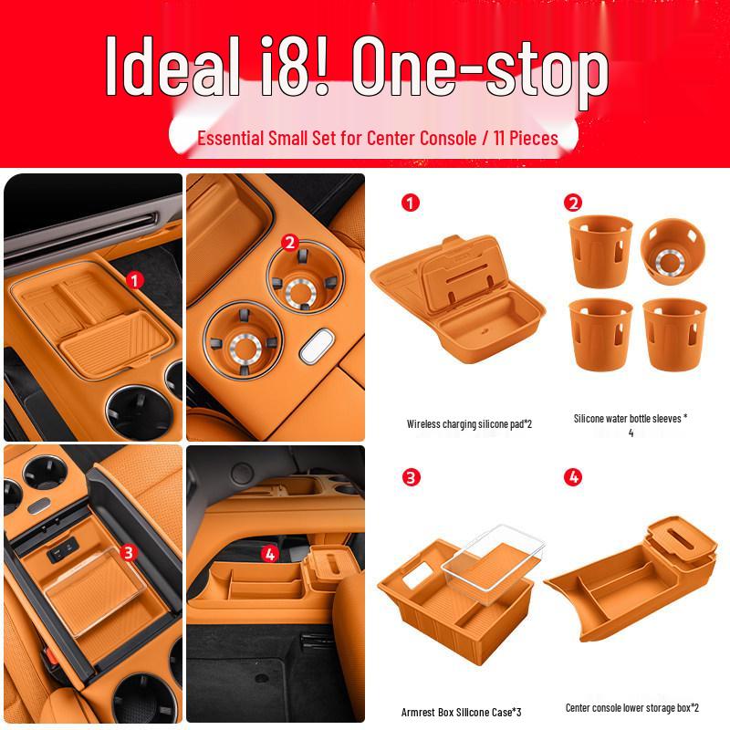 Ideal i6i8 Armrest Console Storage Box - Car Interior Silicone Organizer