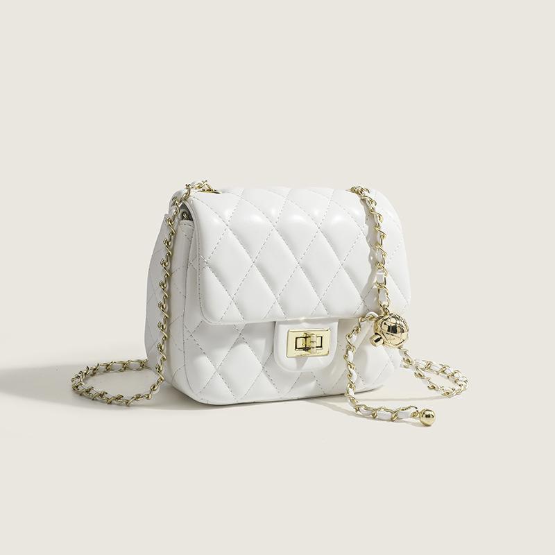 2024 New Fashionable Small-style Quilted Chain Bag with Small Gold Ball, Women's High-end Versatile Crossbody Shoulder Bag