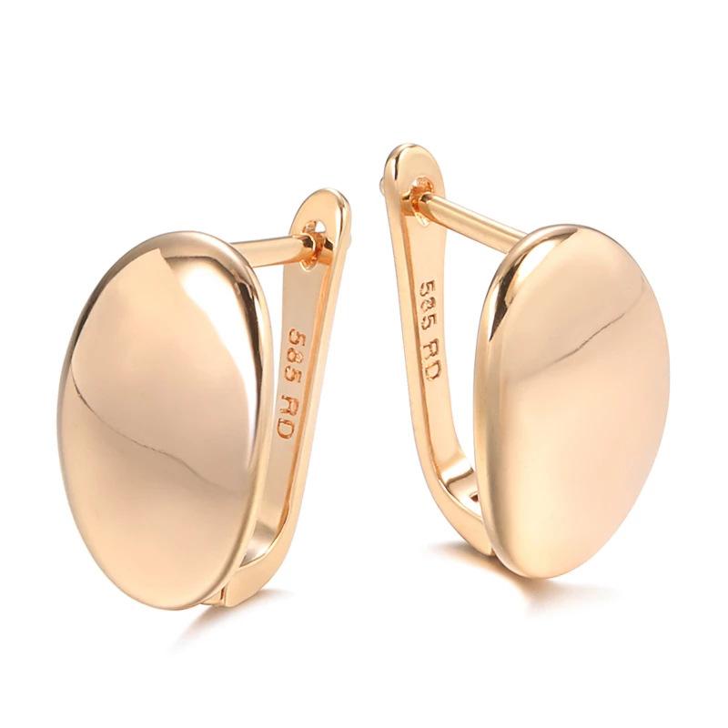Rose Gold Oval Clip-on Earrings with A Glossy Finish