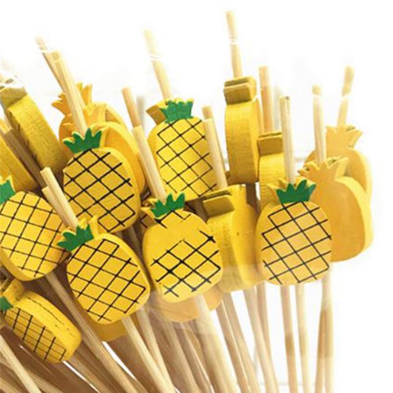 Good-100Pcs Disposable Bamboo Picks Food Fruit Cocktail Toothpicks Handmade Toothpicks Picnic Supplies Decoration