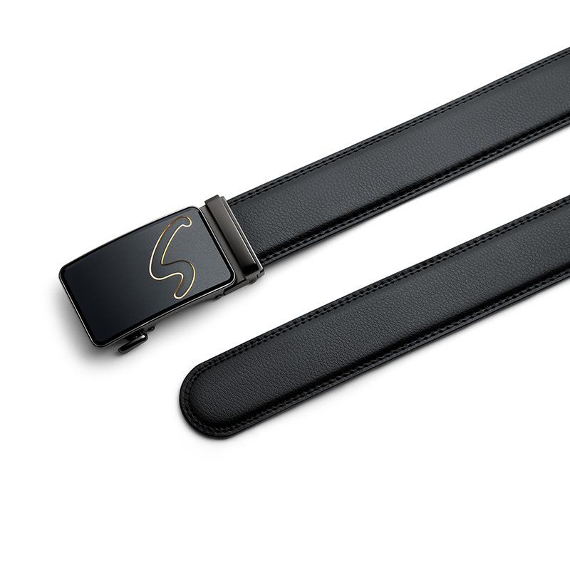 Men's belt automatic buckle leather belt, young people's cowhide belt tide, business suit belt men