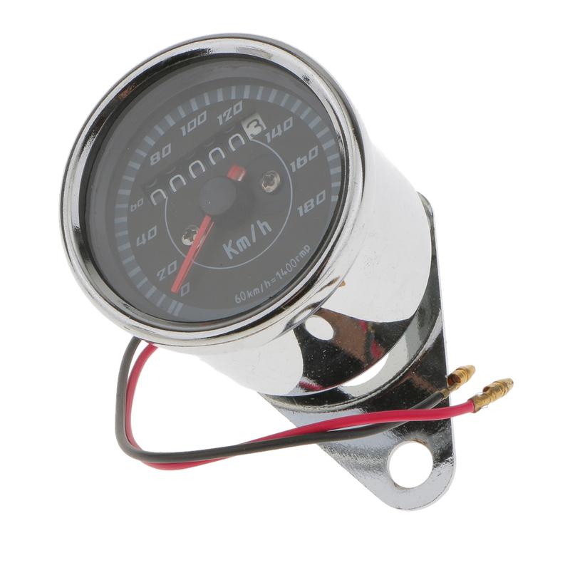 Motorcycle Dual Odometer Speedometer Stainless Steel Analog Instrument Universal 12V for Scooter or Moped