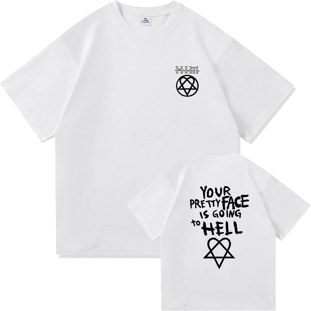 Your Beautiful Face Is Going To Hell Tshirt He Ville Valo Mens Retro Harajuku Mens Summer Highquality Loose Cotton Tshirt