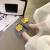 Cute Flower Fluffy Slippers 2025 Autumn and Winter New Home Dormitory Flat Bottom Non-slip Bag Head Cotton Slippers Women