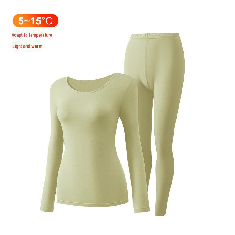 Leica Pure Cotton Antibacterial Thermal Underwear Set: Women's Round Neck, Lightweight Warm Autumn Clothes and Trousers