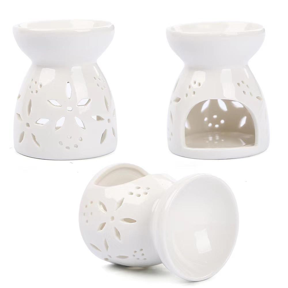 Modern Mini Sandalwood Ceramic Incense & Essential Oil Burner, Aromatherapy Lamp for Home