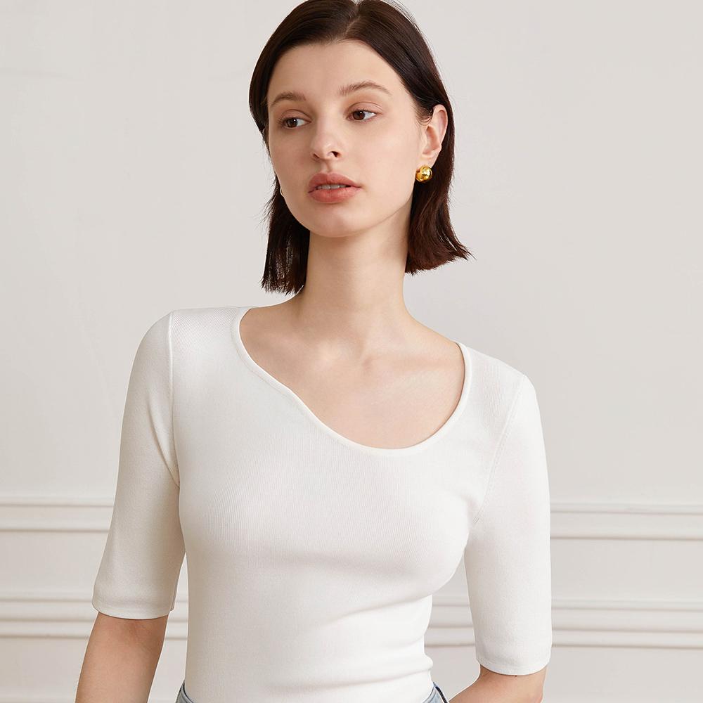 Waiwaiaiem Yy_Short-Sleeved Summer Knit Top_White