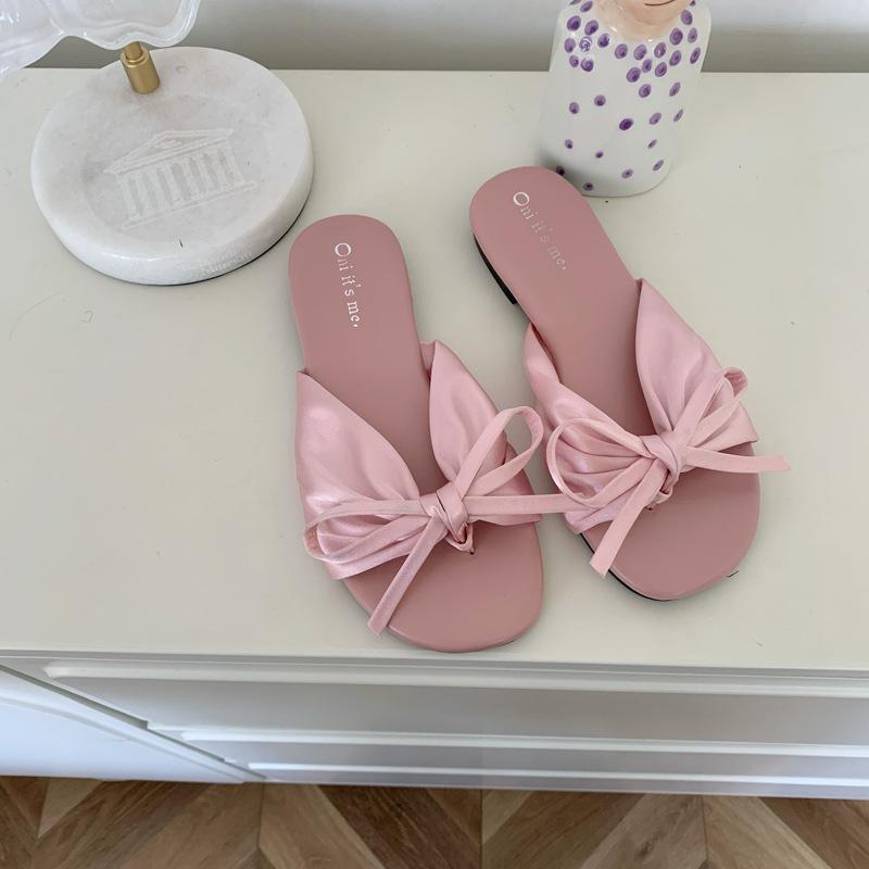 20251 Spring and Autumn New Fashion Versatile Slippers Women's Outer Wear Square Head Set Toe Drag Flat Bottom Folded Beach