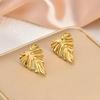 Trendy Titanium Steel Irregular Heart-Shaped Flower Stud Earrings