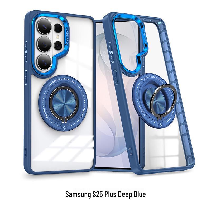 CAXITON Samsung S25 Plus Magnetic Ring Stand Transparent Phone Case