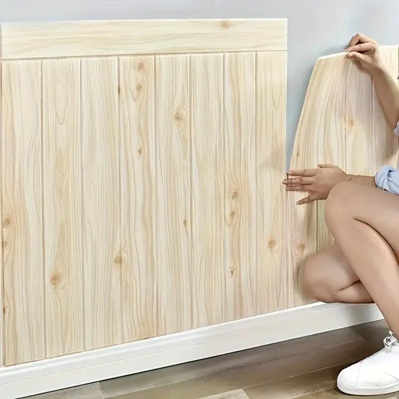 10 PCS 35*35cm Wood Grain Wall Stickers Self-adhesive Background Wall Decoration DIY Wallpaper 3D Waterproof Living Room Kitchen