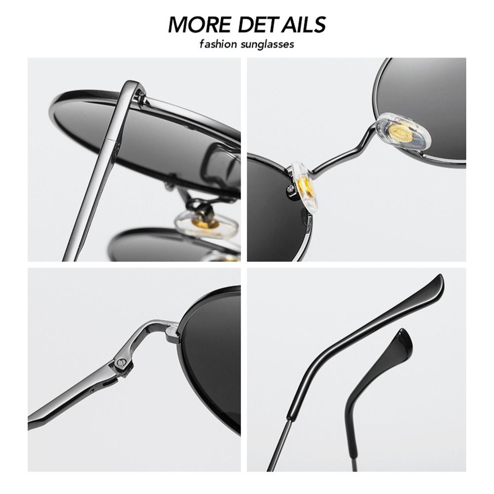 Metal Hippie Circle Sun Glasses Polarized Eyewear Vintage Punk Shades  for Men & Women