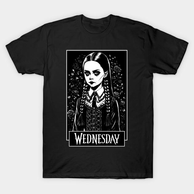 

Men Black Print T-shirt Black And White Wednesday No-Cut Transfer Paper Print Cotton Tshirt M чорний
