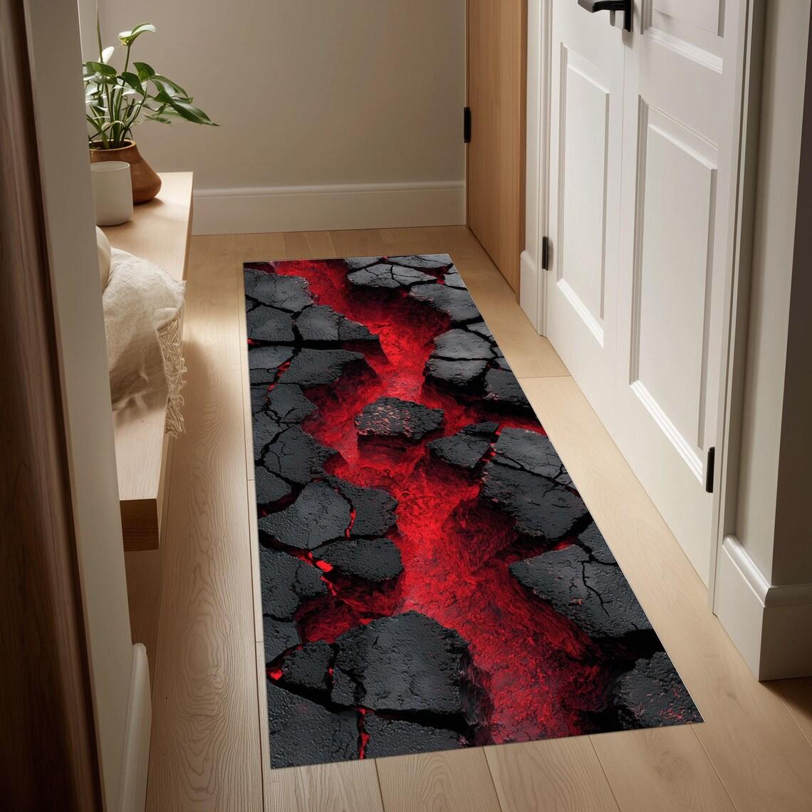 

Hot Magma Pattern Runner Rug Visual Three-dimensional Creative Carpet Bedroom Bedside Foyer Long Door Mat Home Decoration Rug 50x150CM