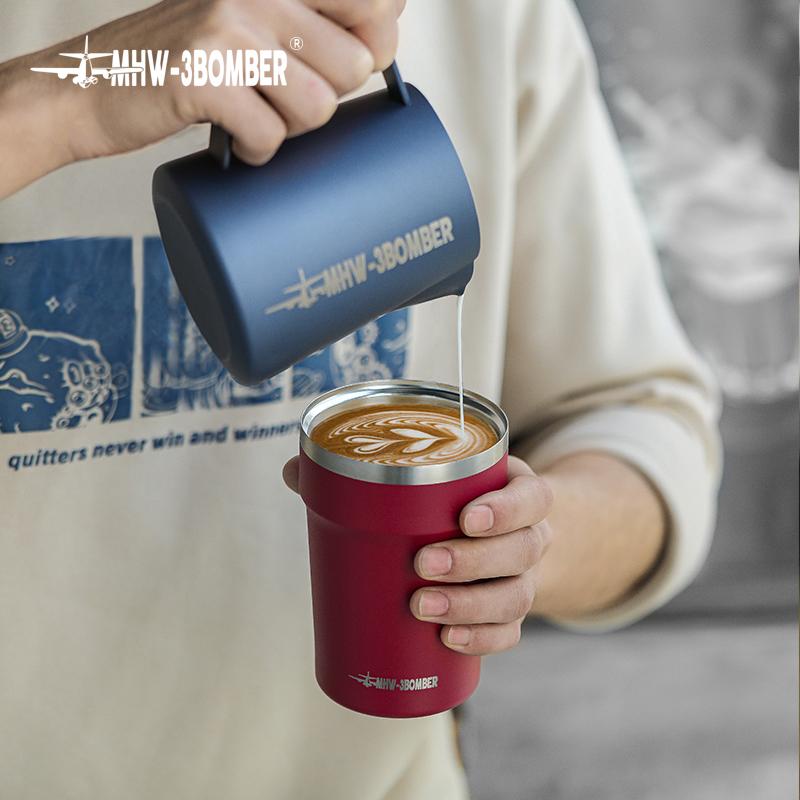MHW-3BOMBER 360ml Coffee Cups Portable Car Travel Mug with Leak-proof Lid Thermal Mugs Double Walled Water Cup Home