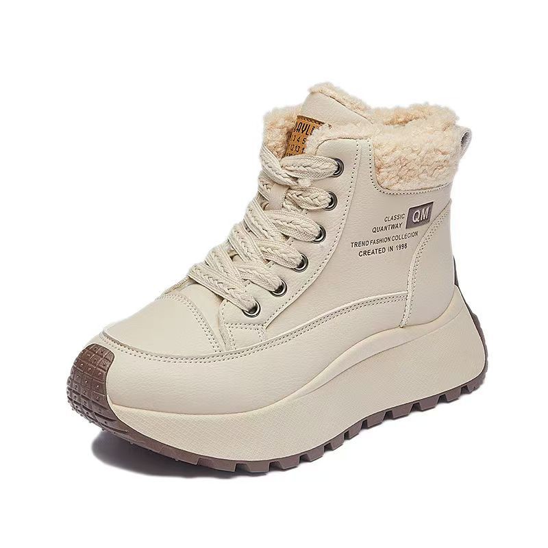 

Женские зимние теплые меховые сапоги большого размера на мягкой подошве с увеличением высоты, утепленные подкладкой, ботильоны до щиколотки, противоскользящие, для пеших прогулок, повседневные, спортивные, хлопковые сапоги 35