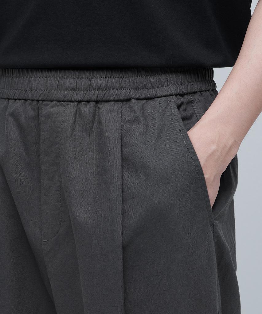 MUSINSA STANDARD Cotton Linen One-Pleat Wide Pants [Gunmetal]