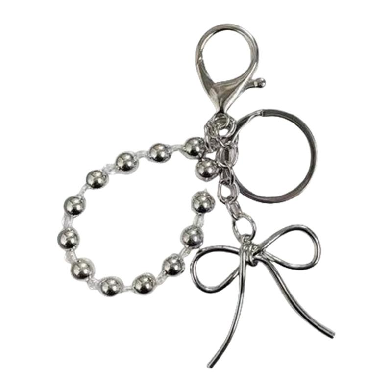 

Sweet Heart Bowknot Beaded Keychain Pendant Lovely Hangings Decorations Keyring Charm for Purse Bag Backpack Handbag