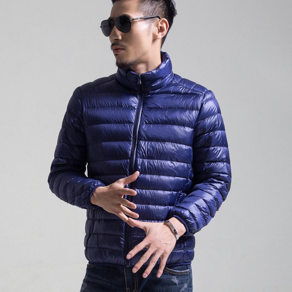Ny Lätt Dunjacka för Herrar, Vinterrock med Ståkrage, Varm Jacka i Större Storlek för Herrar, Lätt Ytterplagg