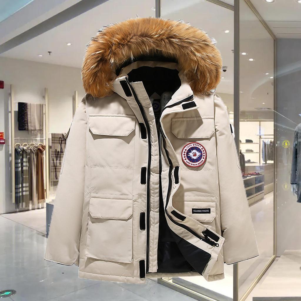 Ultra-Cold Mid-Length Down Parka with Hood - Couple Style