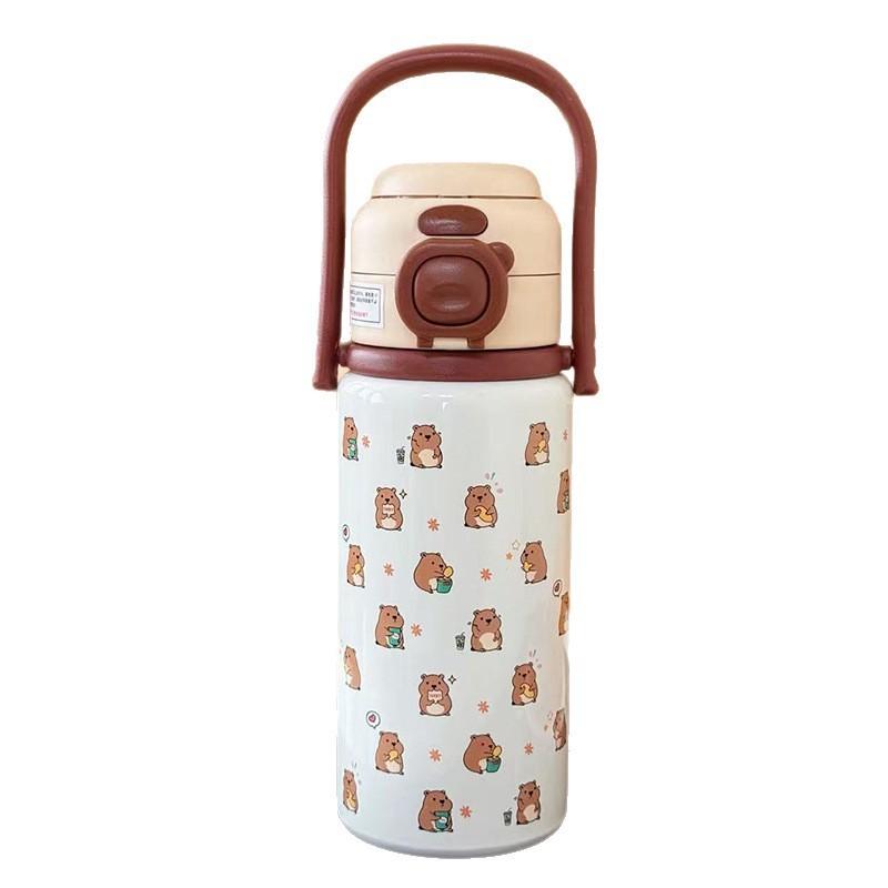 Pattern Letter Capybara Kids Portable Insulated Water Bottle For Home Travel And