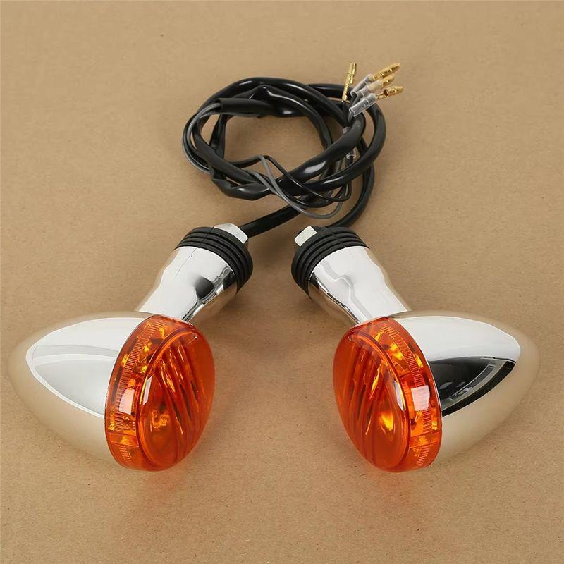 Amber Turn Signals Universal Motorcycle 10Mm For Honda Kawasaki Cruiser Boulevard M109R VRZ1800