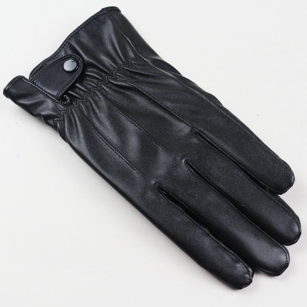 Winter Touch Screen Leather Gloves Men's Fleece Thickened