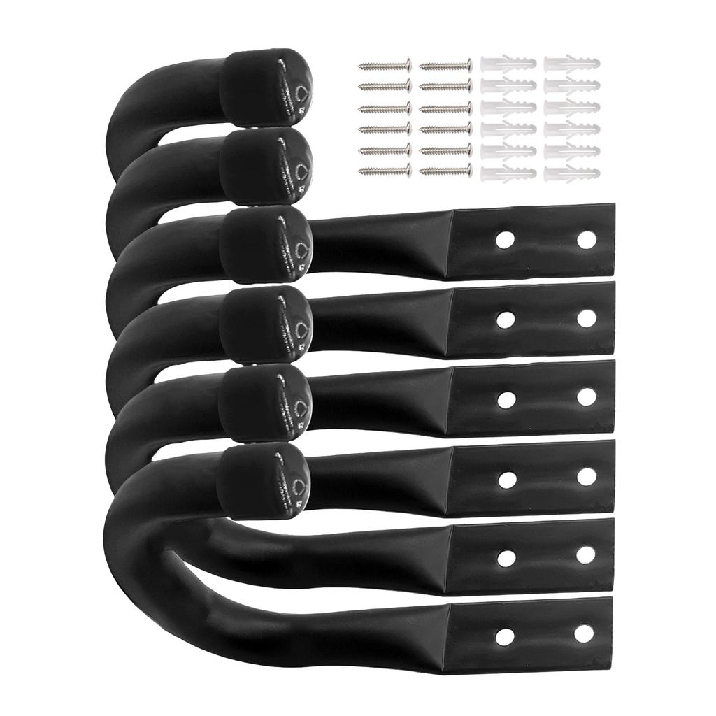 Pack of 6 Utility Garage Hooks with Strong Load Capacity Wall Mount Hook Simple Installation for Hanging Bikes & Tools